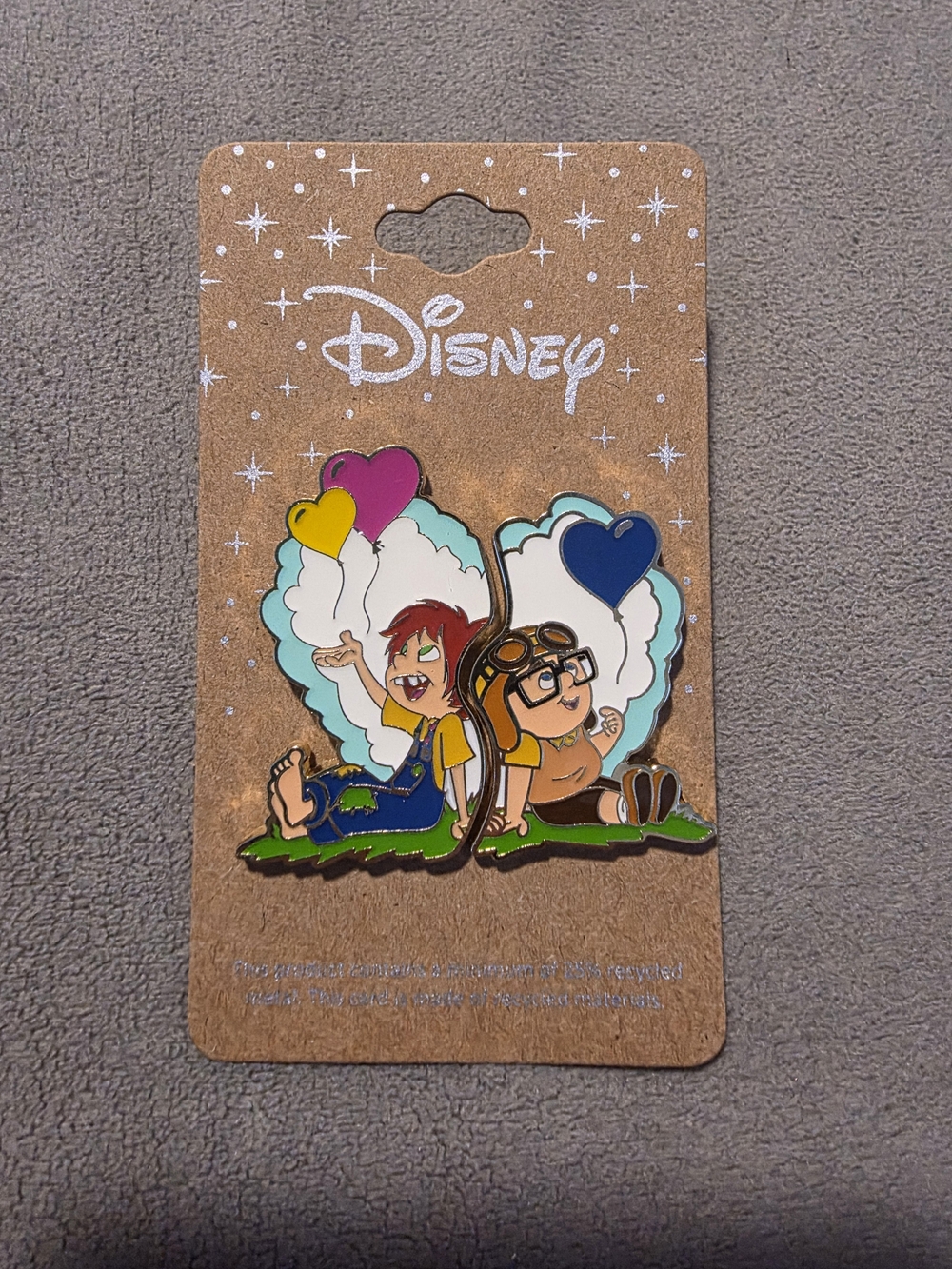 Disney Pixar Up Carl and Ellie Cloud Gazing Heart Balloons Enamel Pin NEW